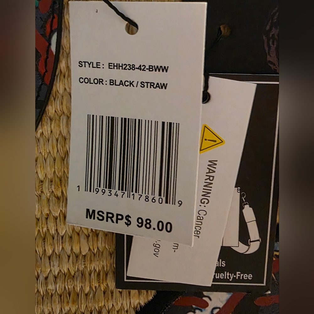 Ed Hardy Straw/Woven Tote Bag Rhinestones  Crossbody Strap Love Kills Slowly - Picture 4 of 15